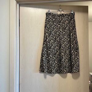 Leopard JCrew satin midi skirt